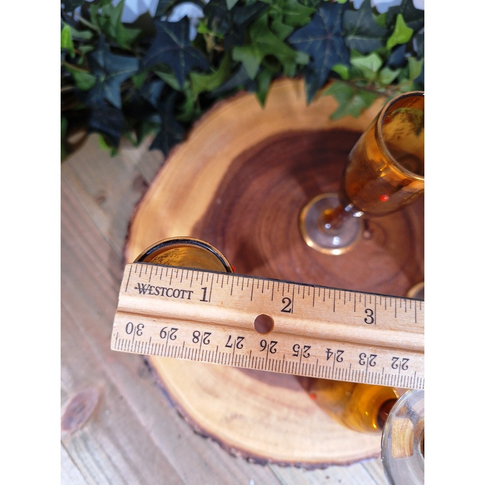 Very Rare Set of 4 Vintage Gold and Beaded Stem Cordial Liqueur glasses Carnival - Picture 8 of 10